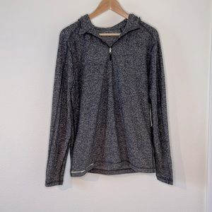 Lululemon half zip long sleeve top w hoodie sz medium heathered black